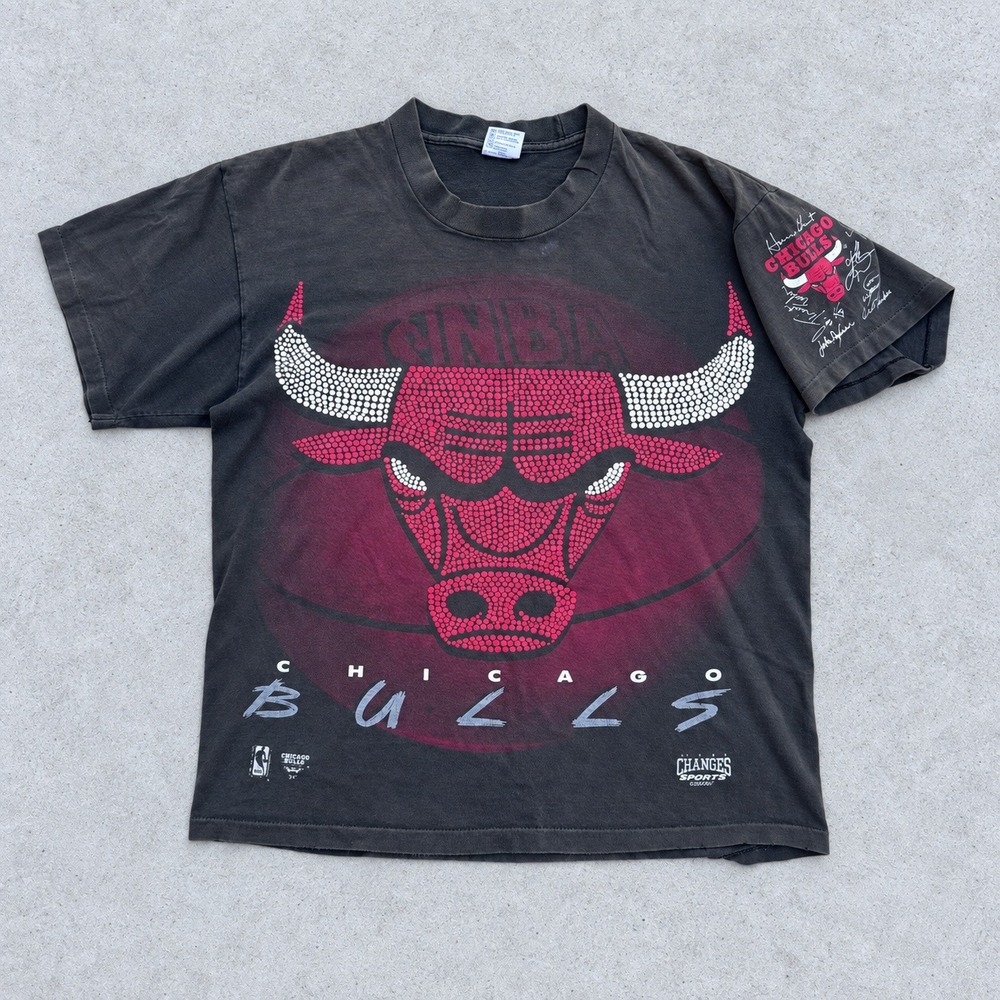 Vintage 90s Chicago Bulls Changes Sports T Shirt Large Black NBA Single Stitch